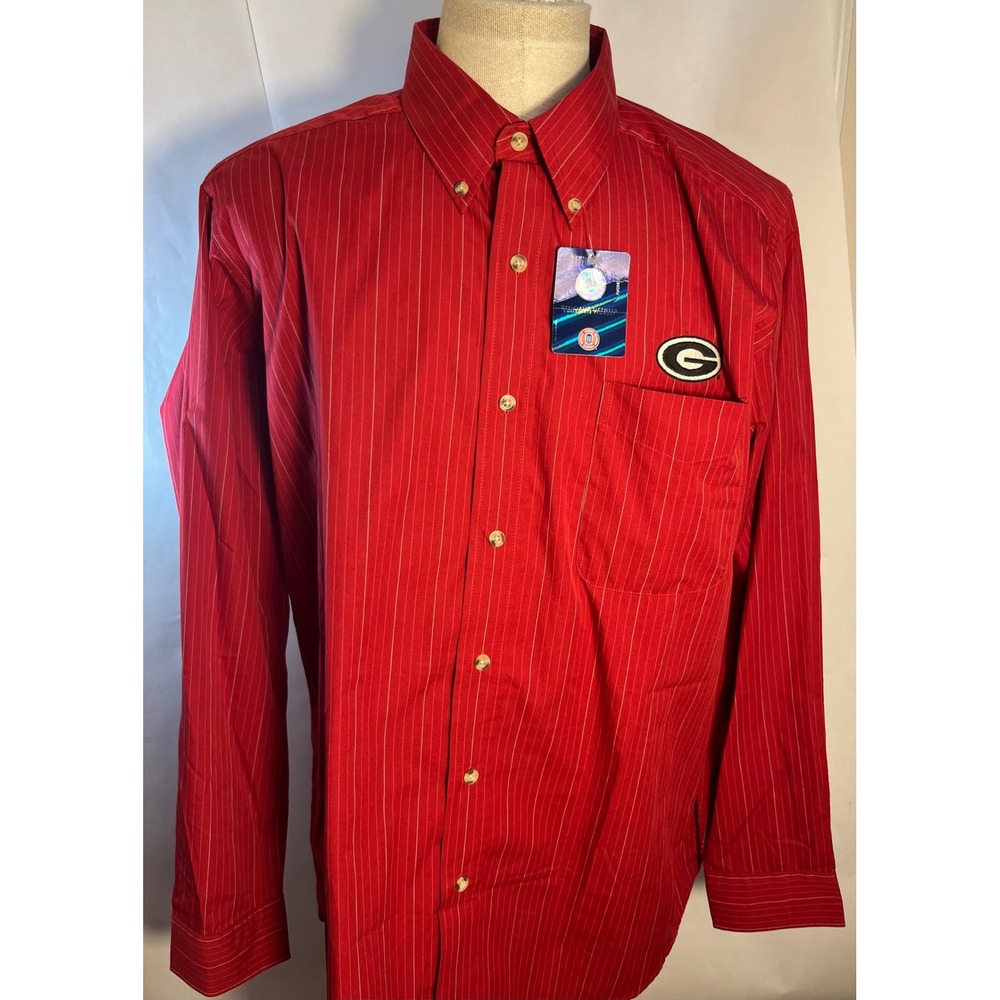 Antigua NFL Georgia Bulldogs Long Sleeve Button Up Shirt Red Size‎ XL